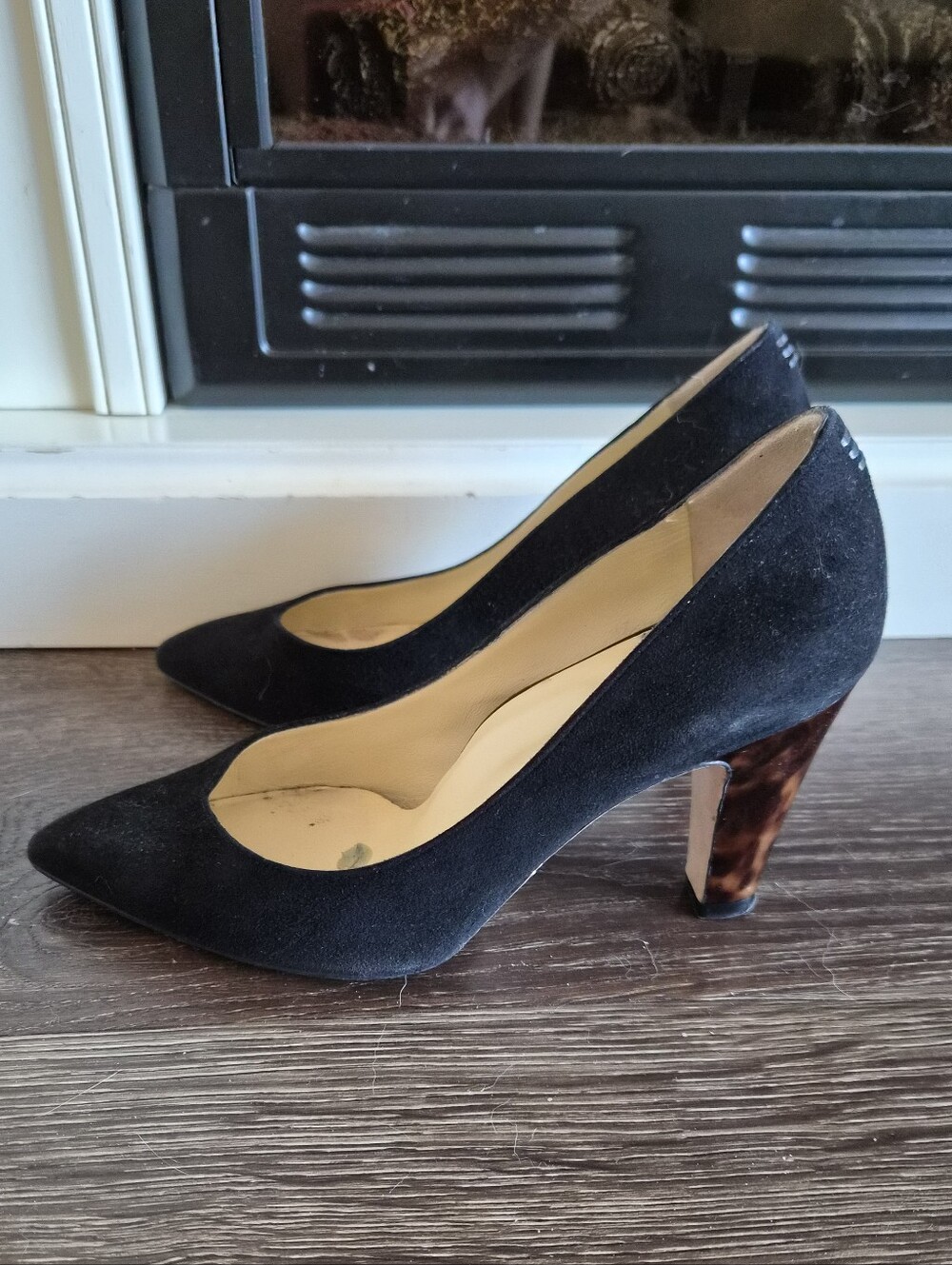 Sarah Flint Black Pointed Toe Pumps Emma 85cm Size 36 Sz 6 Tortoise